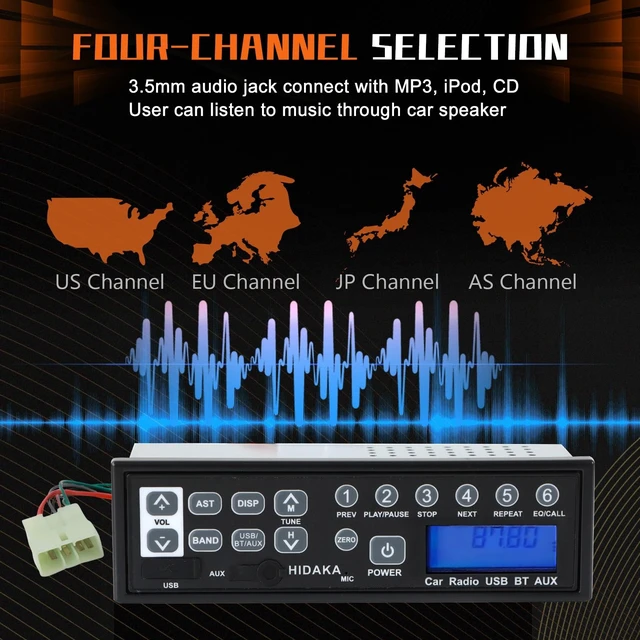 Alt view image 2 of 5 - PANGOLIN Universal Car Bluetooth USB AUX-in 24 Volt Excavator Radio M200