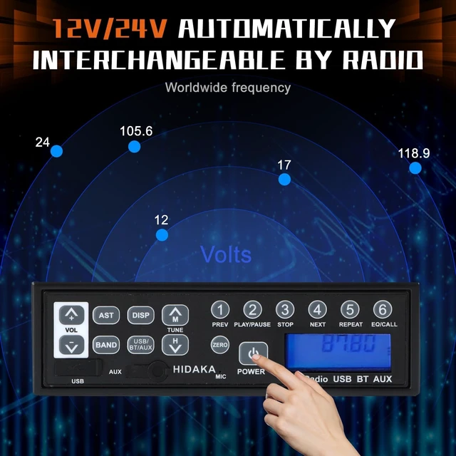 Alt view image 4 of 5 - PANGOLIN Universal Car Bluetooth USB AUX-in 24 Volt Excavator Radio M200