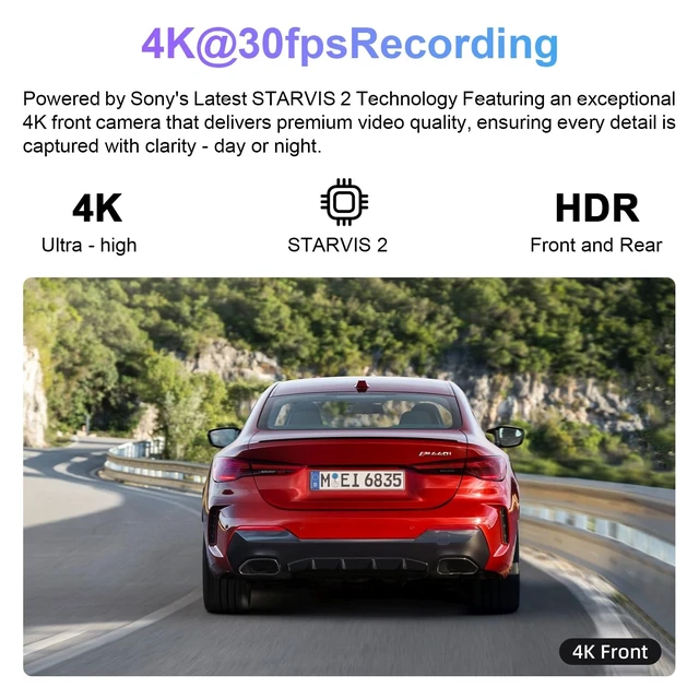 Alt view image 4 of 5 - mangoal STARVIS 2 Front 4K HDR Dash Cam IMX678, Custom Fit for GMC Canyon 2023-2026 WD Elevation AT4 Denali(Model B), 5GHz WiFi, GPS, 64GB Card