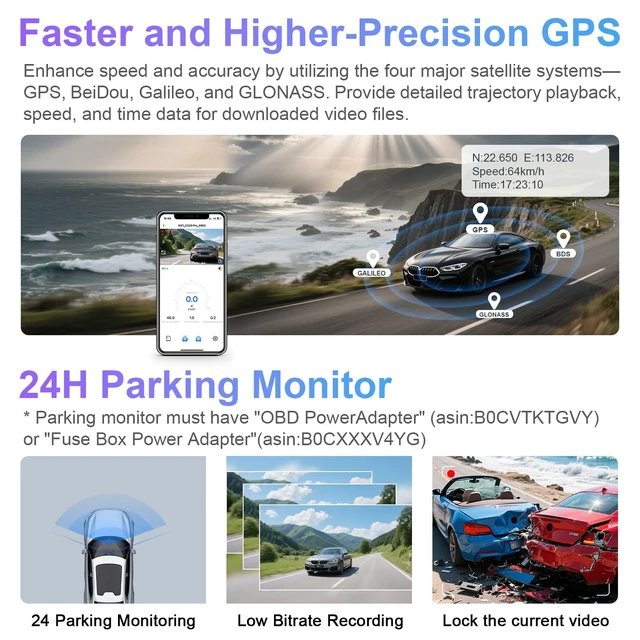 Alt view image 5 of 5 - mangoal STARVIS 2 Front 4K HDR Dash Cam IMX678, Custom Fit for GMC Canyon 2023-2026 WD Elevation AT4 Denali(Model B), 5GHz WiFi, GPS, 64GB Card