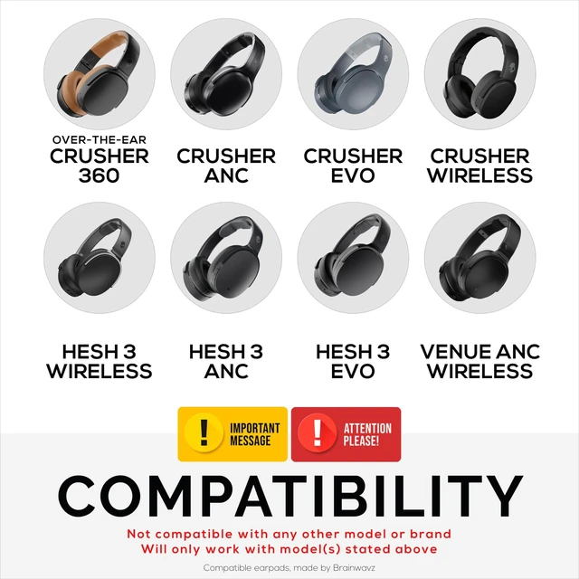 Alt view image 2 of 5 - Hybrid Earpads for Skullcandy Crusher Wireless, Hesh 3/ANC/EVO, Venue ANC & More. Cooling Gel Gaming Cushions with Super Soft Fabric & Thick Memory Foam - By Brainwavz