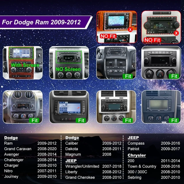Alt view image 2 of 5 - Car Radio for Dodge Ram 1500/2500/3500 2009-2012,Jeep Wrangler JK 2007-2017