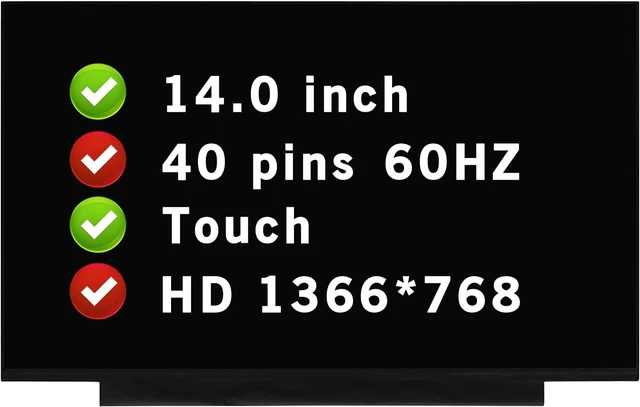 Main image of BTSELSS 14" LCD Screen Replacement NT140WHM-T00 V8.1 V8.2 V8.3 for HP Chromebook 14A-NA 14A-CA 40 Pins HD 1366x768 Display Panel (Touch Version)