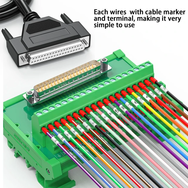 Alt view image 4 of 5 - JUXINICE DB37 Male Breakout Cable, D-Sub 37 Pin to Bare Wire Open End Cable with Labeled Terminals, 26AWG 3.3FT 37 Conductors Wiring Harness for CNC, PLC and Industrial Control Applications