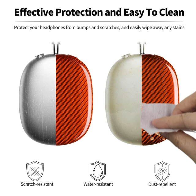 Alt view image 5 of 5 - T-carbon Case Cover Compatible with AirPods Max Glossy Orange
