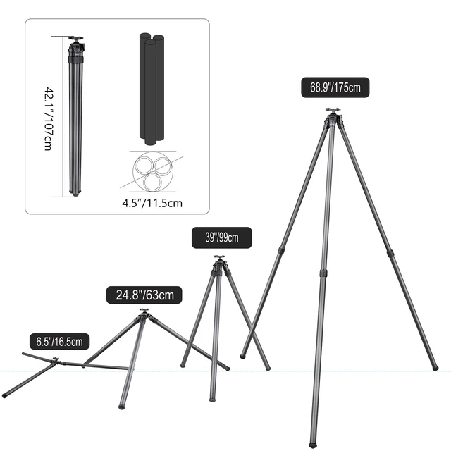 Alt view image 3 of 5 - VICELK 2-Section Carbon Fiber Tripod with 44mm Ball Head, 36mm Large Tube Lightweight Inverted Leg Design, Fast Deployment Heavy Load Support Tripod for Precision Shooting Hunting Outdoor Photography