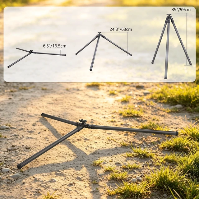 Alt view image 4 of 5 - VICELK 2-Section Carbon Fiber Tripod with 44mm Ball Head, 36mm Large Tube Lightweight Inverted Leg Design, Fast Deployment Heavy Load Support Tripod for Precision Shooting Hunting Outdoor Photography