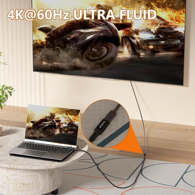 Alt view image 3 of 5 - 20ft/6m USB C Extension Cable,Extra Length 20Gbps Data Transfer,100W Charging, 4K@60Hz Video,Nylon Braided Male to Female Extension cord for Laptop, Tablet,Home Theater, Monitor,Gaming consle.