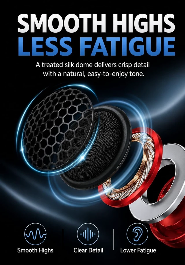 Alt view image 3 of 5 - TANVSO 1 Inch Tweeters for Car Audio, 400W Peak System Power 4 Ohm Silk Dome Car Tweeters with N48H Neodymium Magnets, Ferrofluid Cooling, 12dB Crossovers, Flush/Surface Mount, 2 Pack