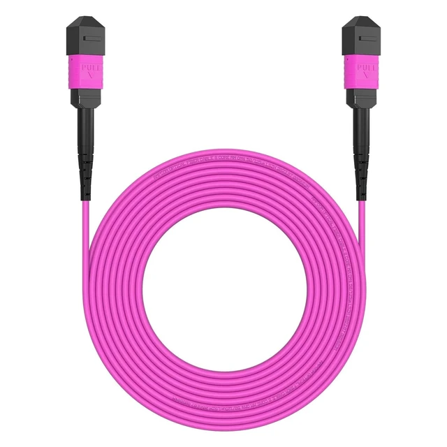 Alt view image 2 of 5 - AMPCOM MPO to MPO Trunk Cable 50/125m Multimode OM4 (12 Fiber, MPO to MPO Female, Type B, LSZH/Riser, UPC, Magenta) 30m (98.4ft)