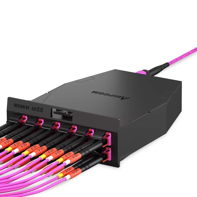 Alt view image 4 of 5 - AMPCOM MPO to MPO Trunk Cable 50/125m Multimode OM4 (12 Fiber, MPO to MPO Female, Type B, LSZH/Riser, UPC, Magenta) 30m (98.4ft)
