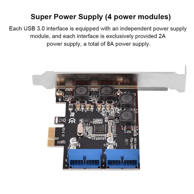 Alt view image 5 of 5 - PCIe to USB 3.0 Header Card, 2 Internal 19 Pin Ports