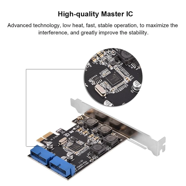 Alt view image 3 of 5 - PCIe to USB 3.0 Header Card, 2 Internal 19 Pin Ports