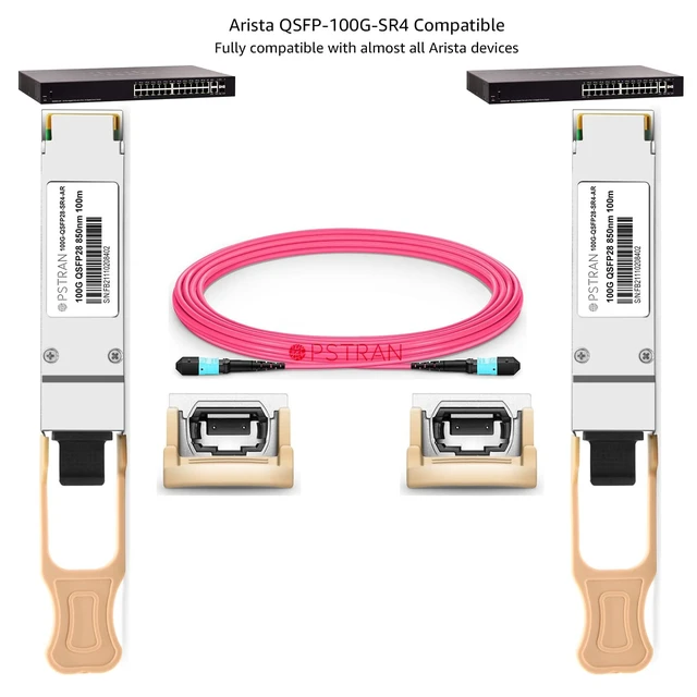 Alt view image 4 of 5 - OPSTRAN 100GBASE-SR4 QSFP28 Optical Transceiver Module Compatible with Arista QSFP-100G-SR4 100G QSFP28 SR4 850nm 100m DDM MPO-12/UPC MMF