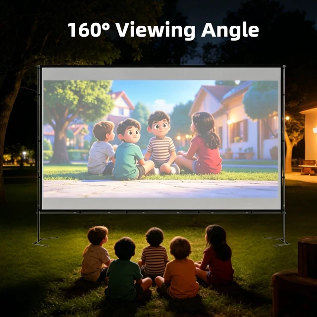 Alt view image 5 of 5 - BENOISON 120inch Portable 16:9 4K HD Outdoor Projector Screen with Stand