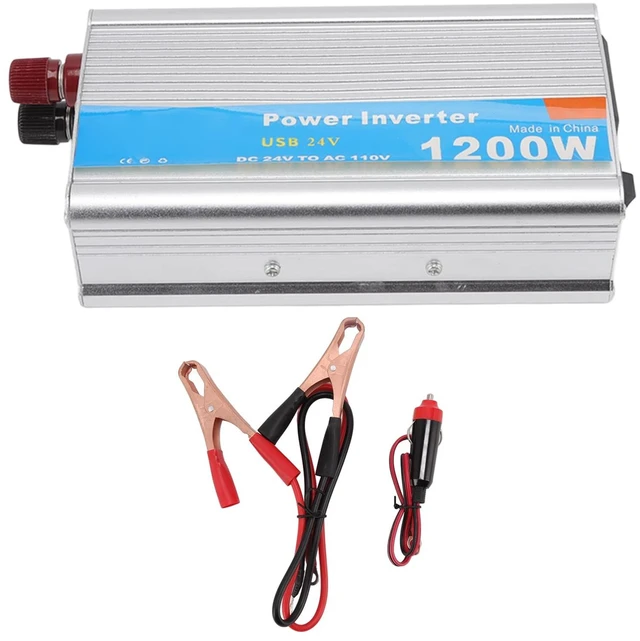Main image of 1200W DC 24V to AC 110V Car Plug Inverter Adapter Power Converter for Home Appliances, Cars, Field Work