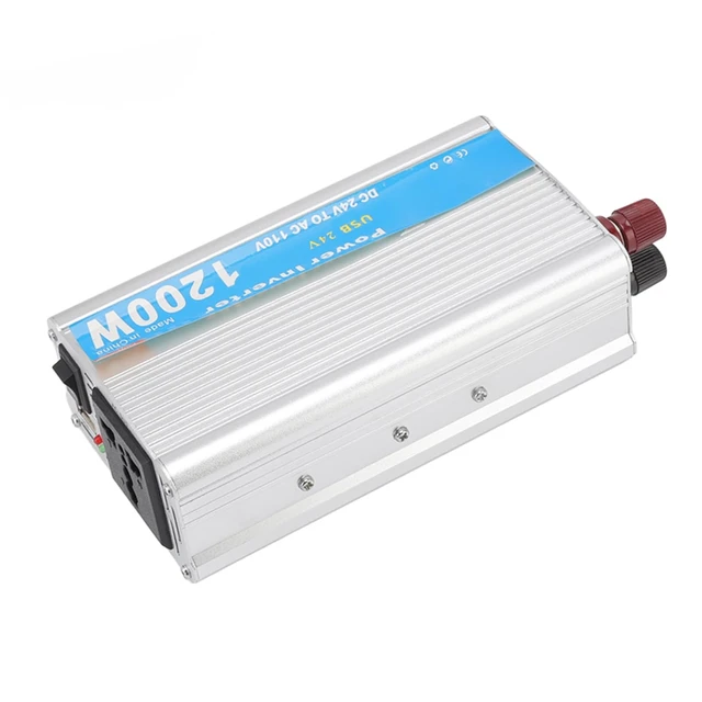 Alt view image 2 of 5 - 1200W DC 24V to AC 110V Car Plug Inverter Adapter Power Converter for Home Appliances, Cars, Field Work