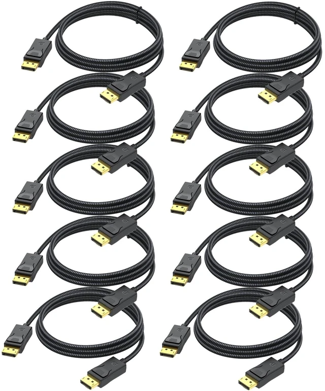 Main image of DteeDck Display Port Cable 6 feet 10 Pack, 4K@70Hz, 2K@180Hz, 1080P@180Hz