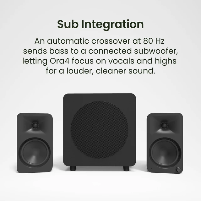 Alt view image 4 of 5 - Kanto ORA4 140W Powered Reference Speakers with Bluetooth 5.0 and USB-C Input ^^ 4 Woofers with Deep Bass Extension ^^ Bi-Amplified ^^ 80 Hz Automatic Crossover ^^ Reference Quality Sound ^^ Pair ^^ W