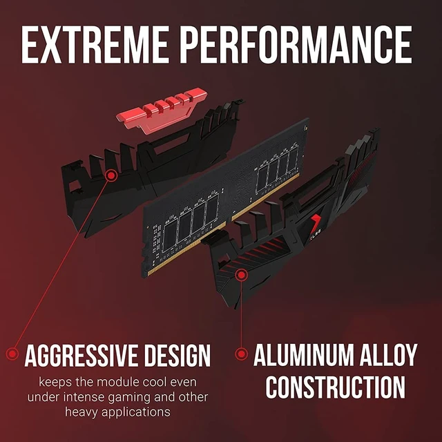 Alt view image 3 of 5 - PNY XLR8 Gaming DDR4 16GB (2x8GB) 3200MHz CL16 Desktop Memory Kit