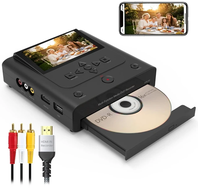 Main image of VHS to DVD Recorder, DVD Recorder withHDMI & AV Input, Record from VCR, Hi8and Camcorder to DVD, USB, SD or HDDNo PC Needed