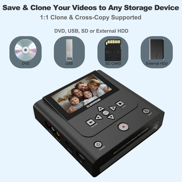 Alt view image 3 of 5 - VHS to DVD Recorder, DVD Recorder withHDMI & AV Input, Record from VCR, Hi8and Camcorder to DVD, USB, SD or HDDNo PC Needed