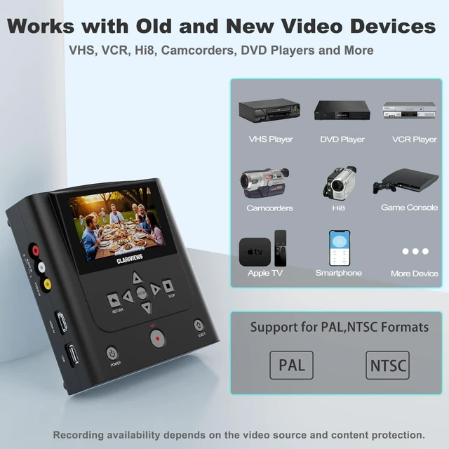 Alt view image 4 of 5 - VHS to DVD Recorder, DVD Recorder withHDMI & AV Input, Record from VCR, Hi8and Camcorder to DVD, USB, SD or HDDNo PC Needed