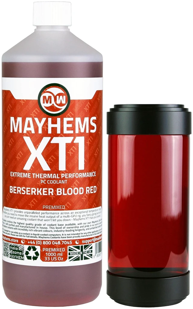 Main image of Mayhems - XT1 Premixed PC Coolant - Computer Water Cooling Fluid - Liquid Cooling, Thermal Performance Series, 1 Litre, Berserker Blood Red