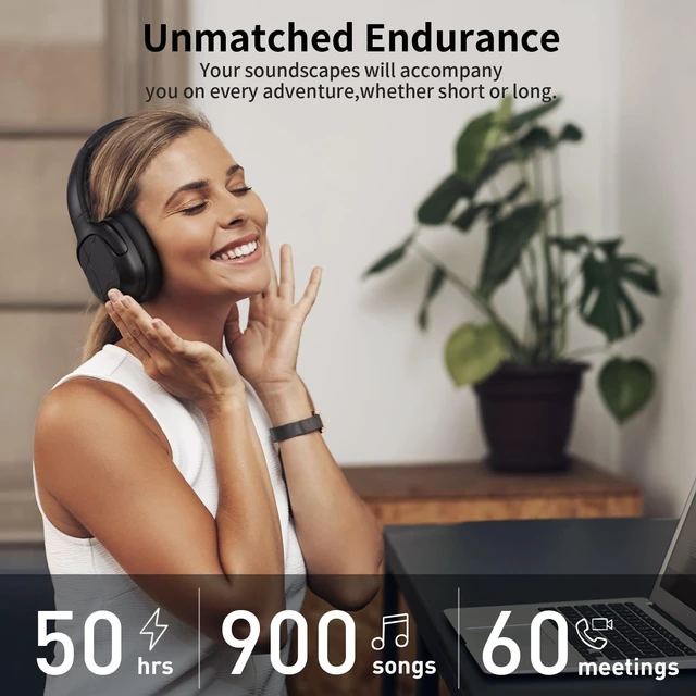 Alt view image 3 of 5 - Hybrid Active Noise Cancelling Headphones, Wireless Over Ear Bluetooth