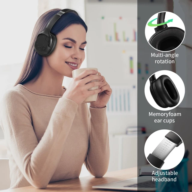 Alt view image 4 of 5 - Hybrid Active Noise Cancelling Headphones, Wireless Over Ear Bluetooth