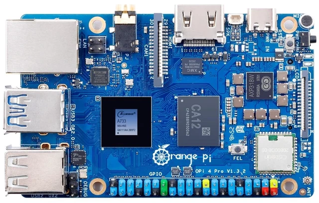 Main image of Orange Pi 4 Pro 4GB LPDDR5 8 Core 64 Bit Single Board Computer, 3TOPS AI NPU Allwinner A733 WiFi 6 & Bluetooth 5.4 Frequency 2.0GHz Mini PC Run Android, Linux, Orange Pi OS