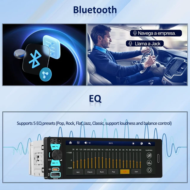Alt view image 5 of 5 - Single Din Car Radio Stereo with Wireless Apple CarPlay/Android Auto