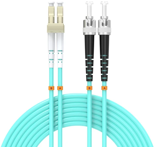 Main image of Buacoz LC/UPC to ST/UPC Fiber Patch Cable OM3 65ft/20meters, 10Gb/Gigabit MultiMode Duplex Jumper 50/125m LSZH Fiber Optic Cable Cord for SFP Transceiver, Aqua