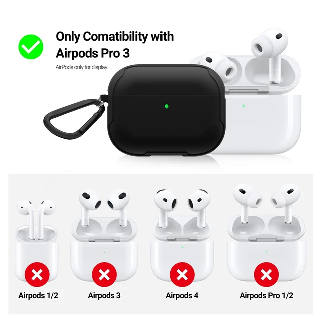 Alt view image 2 of 5 - KZDOO Crashguard for AirPods Pro 3 Case, Metal Protective Cover, Black