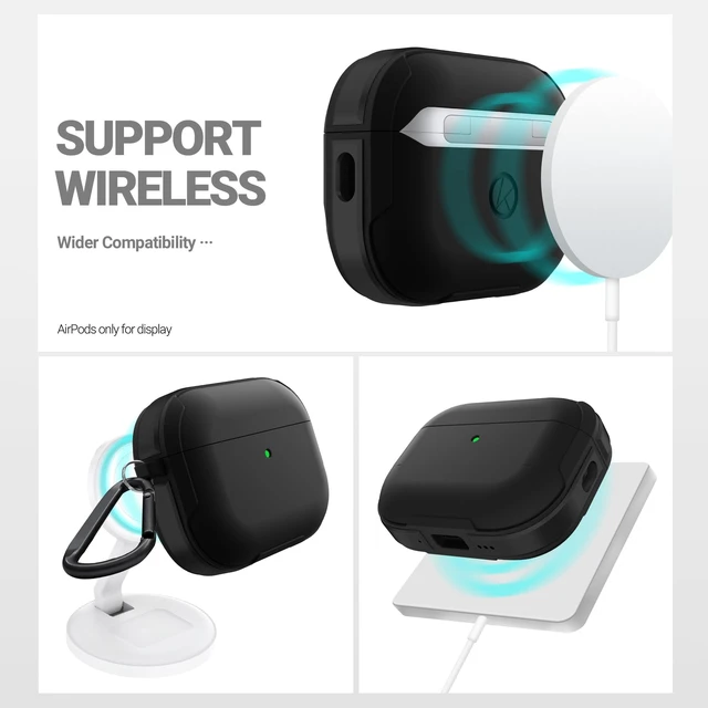Alt view image 5 of 5 - KZDOO Crashguard for AirPods Pro 3 Case, Metal Protective Cover, Black
