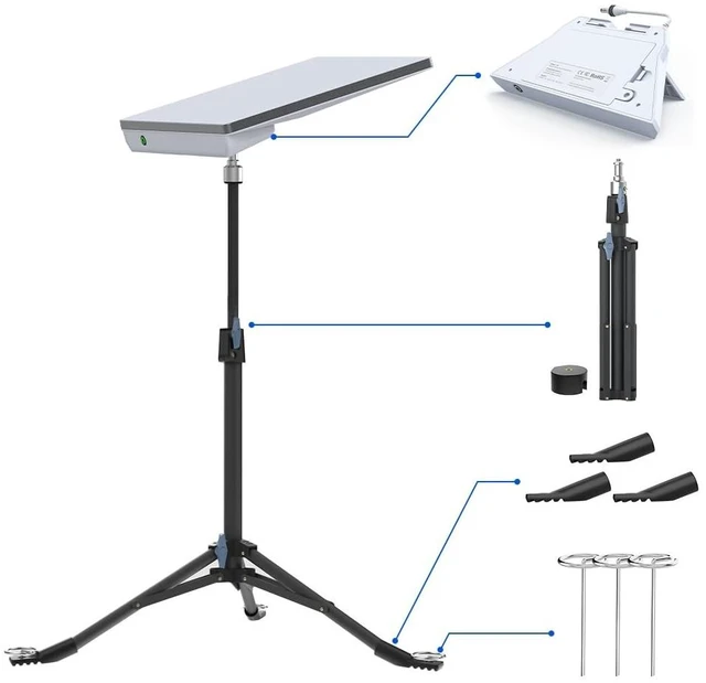Main image of XTAR X6 Foldable Stand for Starlink Mini, Sturdy Desktop Base with 1/4" Tripod Mount, Includes MT21 Tripod & Anchoring Spikes/Boots, All-in-One Positioning System for Outdoor Camping/RV