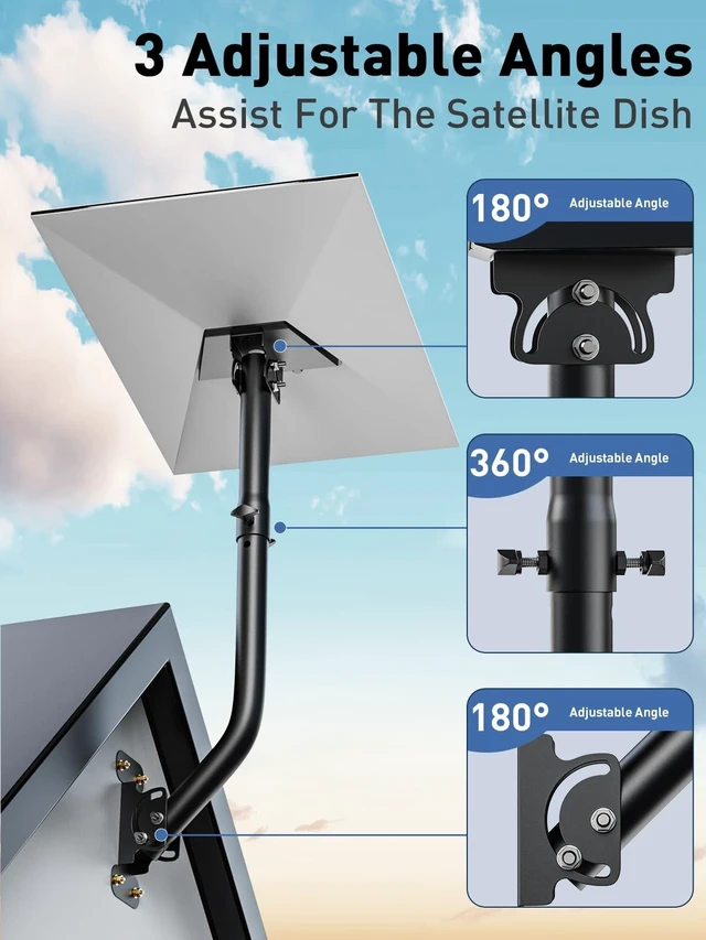 Alt view image 2 of 5 - Starlink Gen 3 Mount 360 Adjustable V3 Starlink Wall Mount Starlink Gen3 Pole Mounting Kit with Starlink Gen 3 Pipe Adapter for Gen3 Starlink Internet Kit Satellite