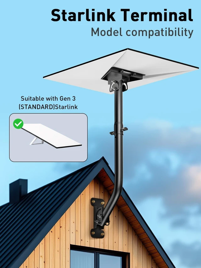 Alt view image 4 of 5 - Starlink Gen 3 Mount 360 Adjustable V3 Starlink Wall Mount Starlink Gen3 Pole Mounting Kit with Starlink Gen 3 Pipe Adapter for Gen3 Starlink Internet Kit Satellite