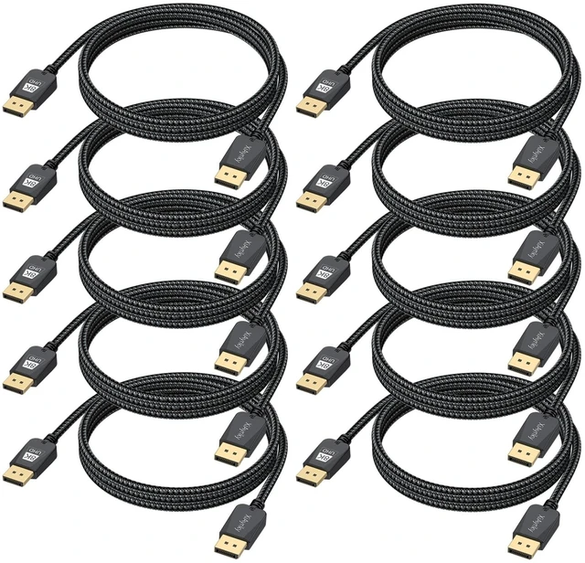 Main image of XiAyriky 8K DisplayPort 1.4 Cable 10FT 10-Pack, 32.4Gbps, 8K@60Hz