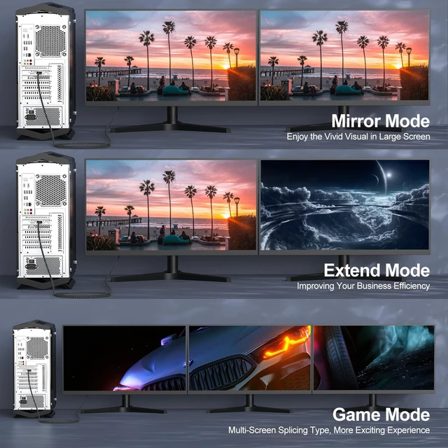 Alt view image 5 of 5 - XiAyriky 8K DisplayPort 1.4 Cable 10FT 10-Pack, 32.4Gbps, 8K@60Hz