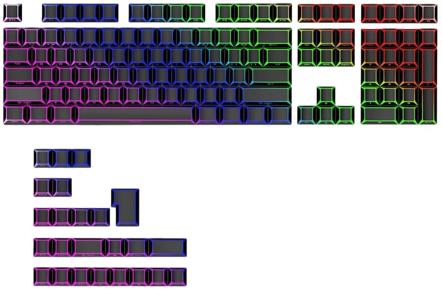 Main image of Owpkeenthy PBT Five Sides Printed Cherry Profile Translucent Keycaps