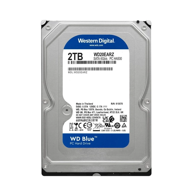 Alt view image 2 of 5 - Western Digital 2TB WD Blue PC Internal Hard Drive HDD - 5400 RPM, SATA 6 Gb/s, 64 MB Cache, 3.5" - WD20EARZ