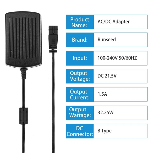 Alt view image 2 of 5 - 21.5V 1.5A Charger XH2150-1500W AC Adapter for Teguy V40 ENHULK PCT403T T403 PC10 PC15 PC18 PC20 EHT21001-L20 Handheld Pool Vacuum Cleaner