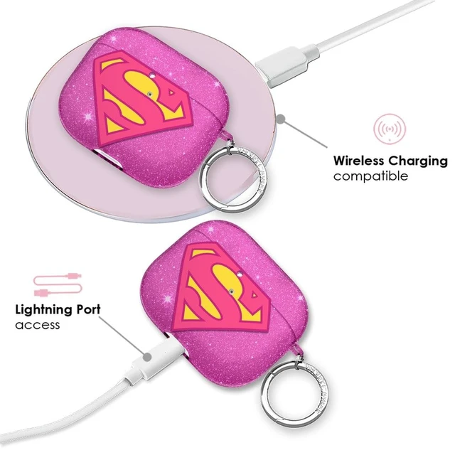 Alt view image 5 of 5 - Velvet Caviar Compatible with AirPods 3rd Generation Case with Keychain - Cute Protective Hard AirPod 3 Cases for Women - Supergirl Purple Stardust Glitter