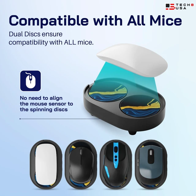 Alt view image 3 of 5 - TECH8 USA Dual Disc Mouse Mover Device, Undetectable Mouse Jiggler for Laptops, PC, No Software, Random Movement, Patented, Designed, Engineered, Packaged in USA - IndiGold