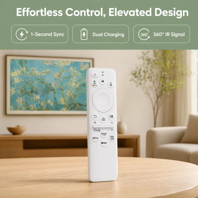 Alt view image 3 of 5 - BN59-01482A TV Remote for Samsung Frame TV with Solar Charging Smart Voice Control & 360 IR for Samsung Smart TV, Neo QLED No Pairing Needed, Replace BN59-01482G, BN59-01482K, BN59-01482