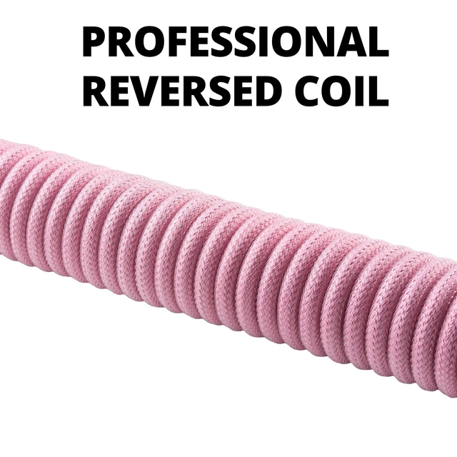 Alt view image 2 of 5 - GUNMJO Pro Custom Coiled USB C Cable for Gaming Keyboard, Double-Sleeved Mechanical Keyboard Cable with Detachable Metal Aviator, 1.5M USB-C to USB-A, Black Pink