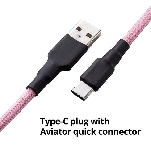 Alt view image 5 of 5 - GUNMJO Pro Custom Coiled USB C Cable for Gaming Keyboard, Double-Sleeved Mechanical Keyboard Cable with Detachable Metal Aviator, 1.5M USB-C to USB-A, Black Pink