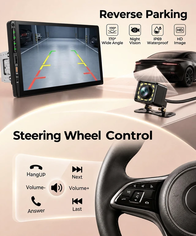 Alt view image 5 of 5 - KYNNT Single Din 9" Car Radio, 1 Din Touchscreen Radio with Physical Button