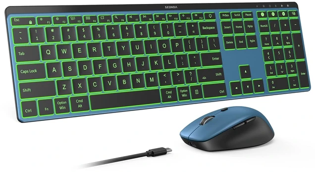 Main image of seenda COE64-3 Pro Wireless Bluetooth Keyboard Mouse Combo, 7-Color Backlit